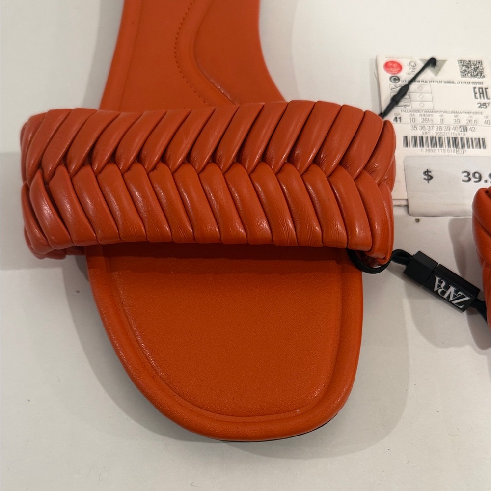 Zara Tangerine Woven Slide Sandals - Picture 2 of 5